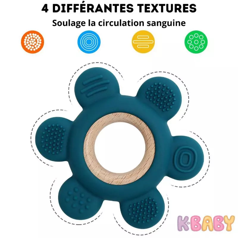 Nouveau anneau dentition bébé bleu en silicone alimentaire personnalisé