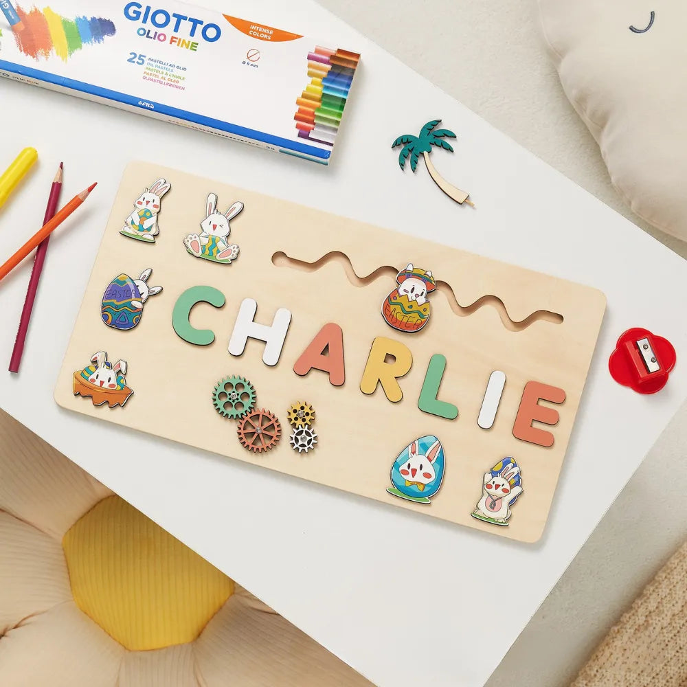 jouet prénom personnalisé CHARLIE avec lapins