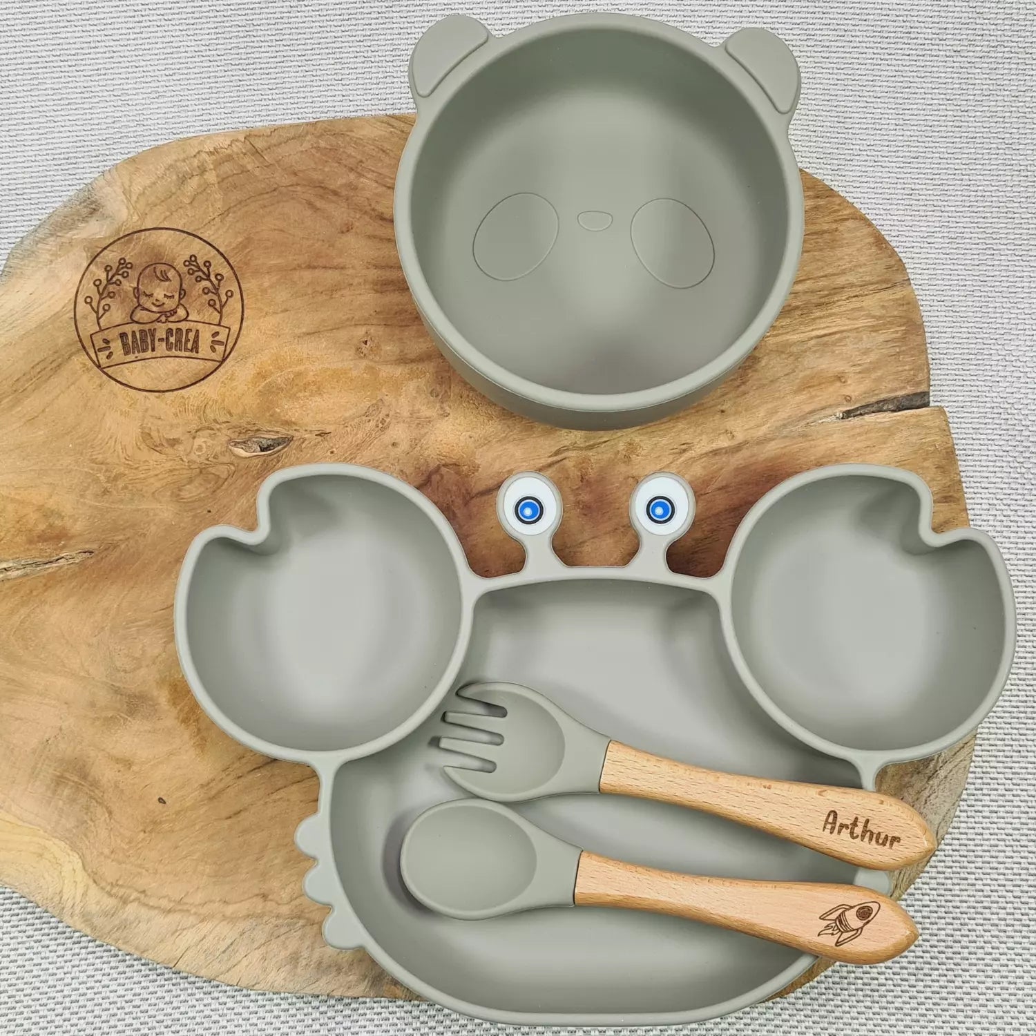 Coffret Baby-Crea avec prénom gravé sur couverts