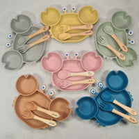 Assiette bébé en forme de crabe avec ventouse