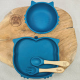 Assiette compartimentée antidérapante hibou ,Bol silicone chat sans BPA pour bébé