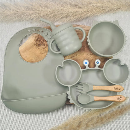 Coffret naissance avec prénom gravé vert - baby-crea