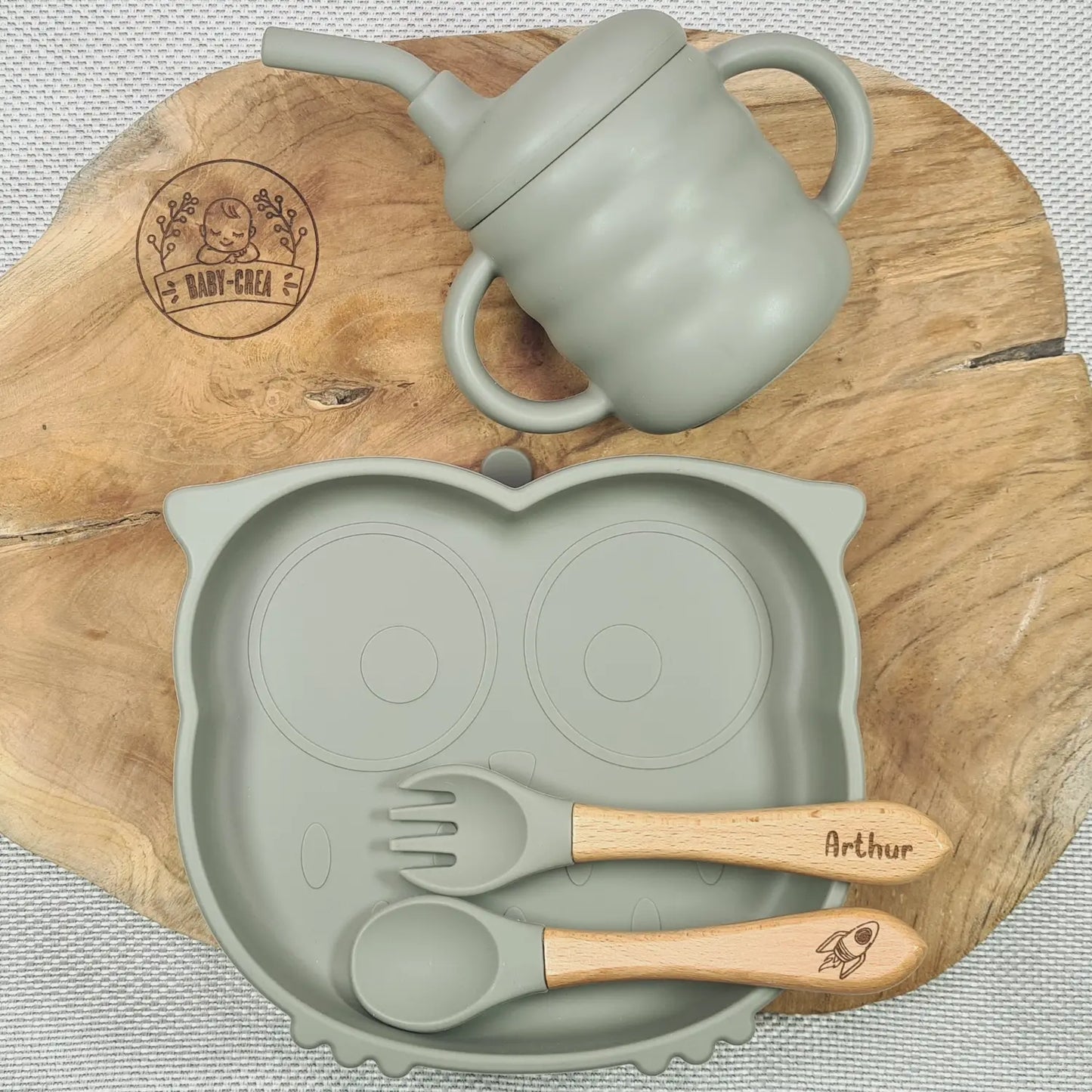 Coffret naissance avec tasse et couverts