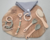 Coffret naissance original pour bébé garçon gris-vert