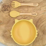 Coffret repas bébé bol chat personnalisé