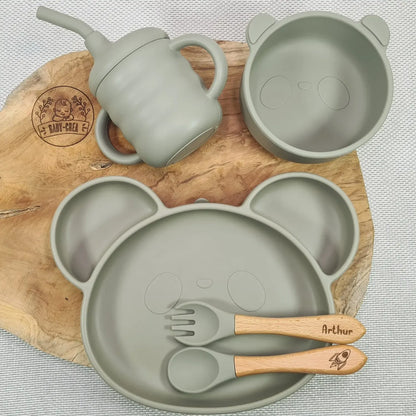 Coffret repas bébé panda personnalisé Baby-Crea pratique 