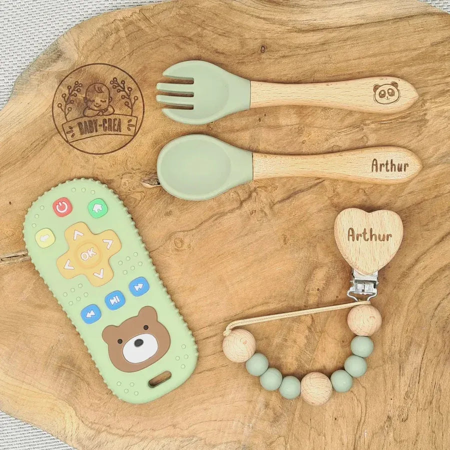 Coffret tétine, dentition et repas bébé vert
