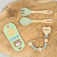 Coffret tétine, dentition et repas bébé vert
