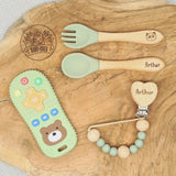 Coffret tétine, dentition et repas bébé vert