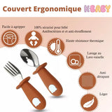 Couverts inox bébé bleu marine antidérapants