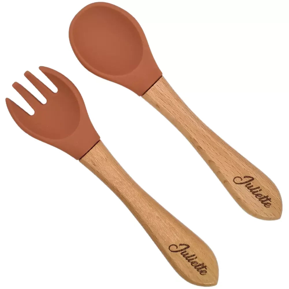 Couverts premier âge rouge tomette Baby-Crea