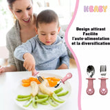 Cuillère et fourchette bébé inox design chat