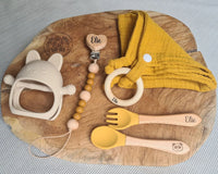 Ensemble bébé personnalisé pour cadeau naissance jaune