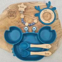Ensemble naissance prénom gravé bleu marine 