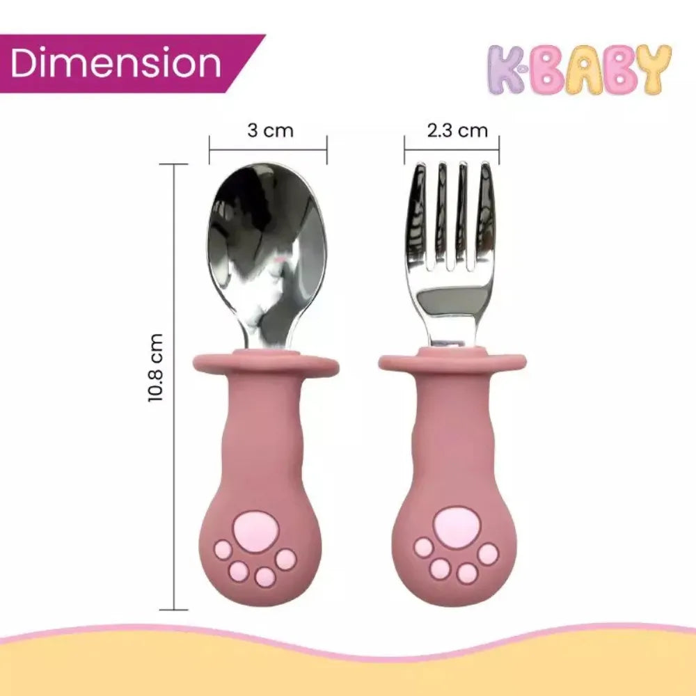 Ensemble repas bébé rose ergonomique forme chat