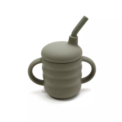 Gobelet bébé solide silicone vert olive