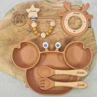 Kit repas bébé avec anneau dentition reine marron