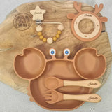 Kit repas bébé avec anneau dentition reine marron