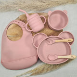 Set repas bébé complet avec prénom rose