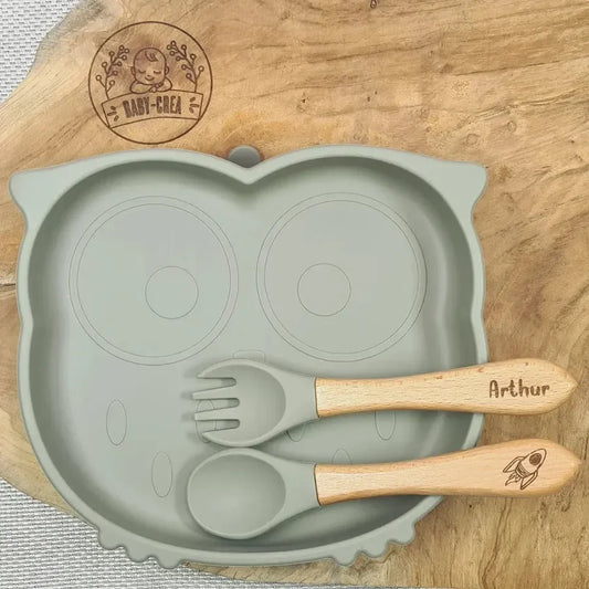Set repas bébé original forme hibou