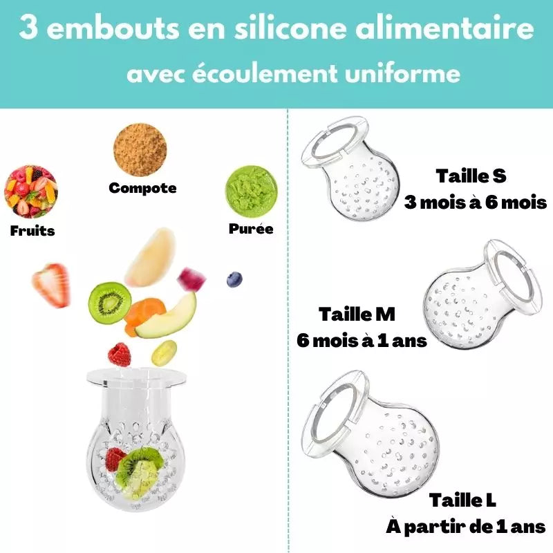 Tétine bébé verte avec 3 tailles d’embouts