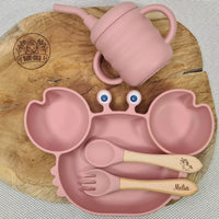 Vaisselle bébé personnalisée et antidérapante rose pour fille