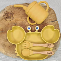 Vaisselle bébé silicone sans BPA jaune