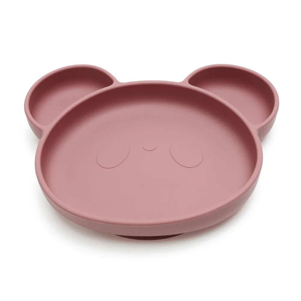 Assiette ventouse bébé en silicone rose