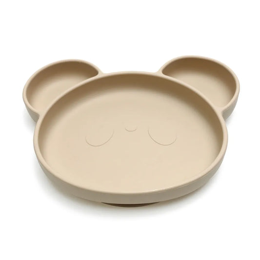 Assiette bébé silicone panda beige