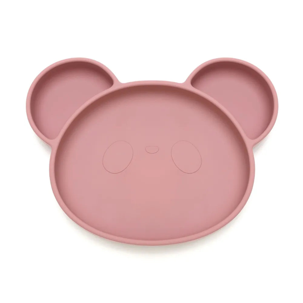 Assiette bébé silicone panda rose