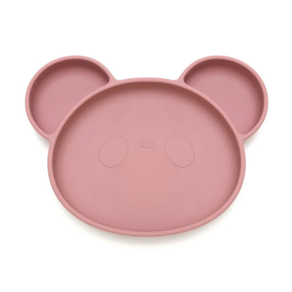 Assiette bébé silicone panda rose