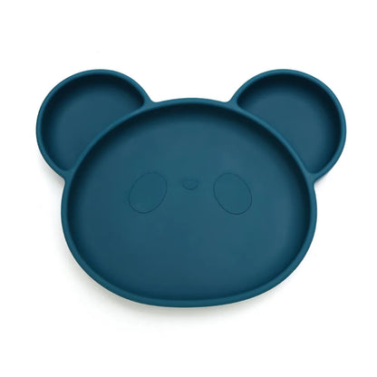 Assiette bébé ventouse silicone panda bleu marine