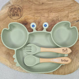 Ensemble repas bébé personnalisé crabe vert