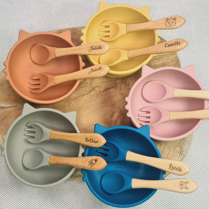 Bol bébé en silicone forme chat