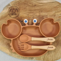 Set repas bébé garçon personnalisé marron 
