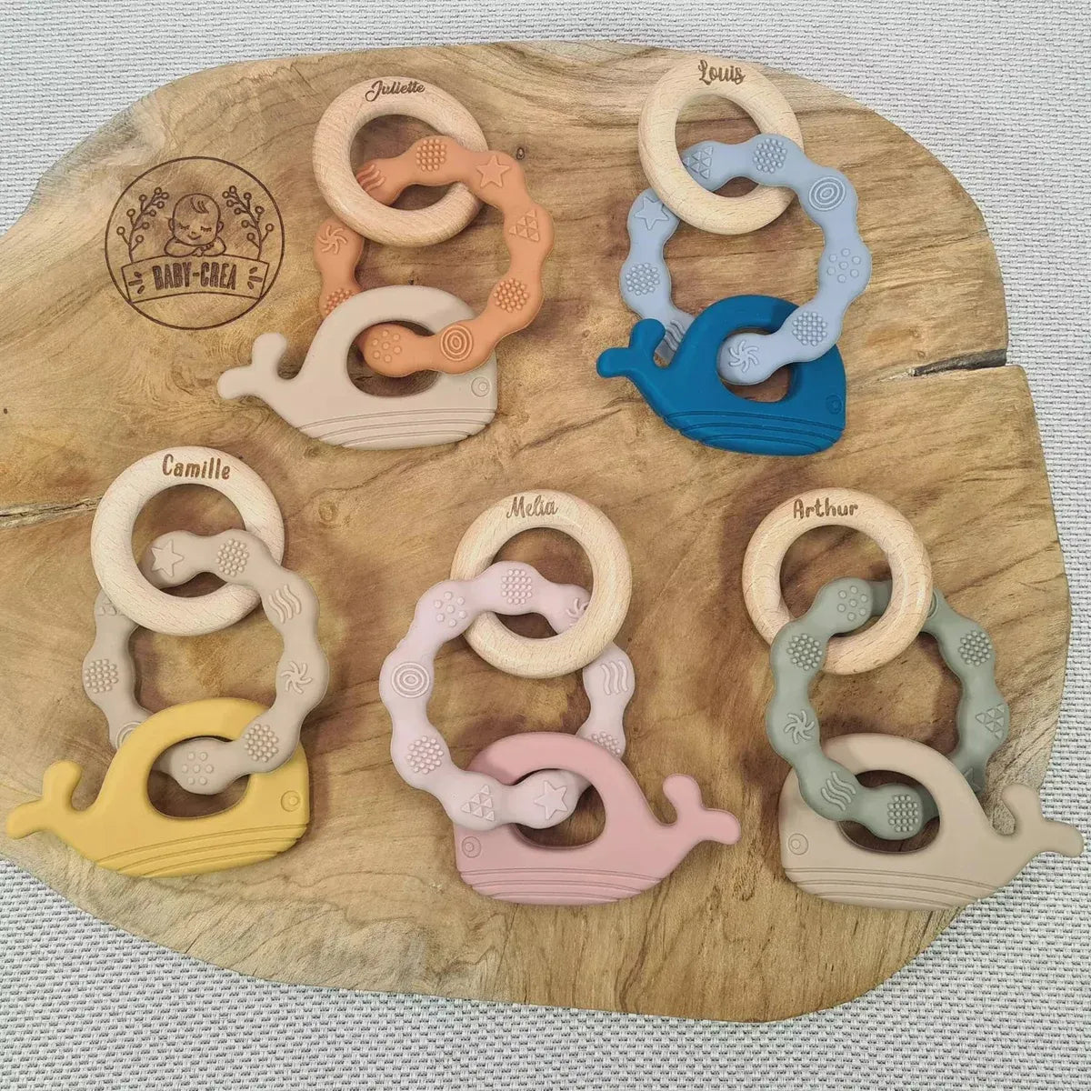 jouet de dentition personnalisé forme dauphin pour bébé