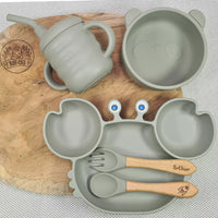 meilleur Coffret repas bébé personnalisé Baby-Crea vert olive