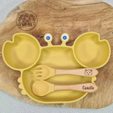 Kit repas bébé personnalisé prénom vert moutarde