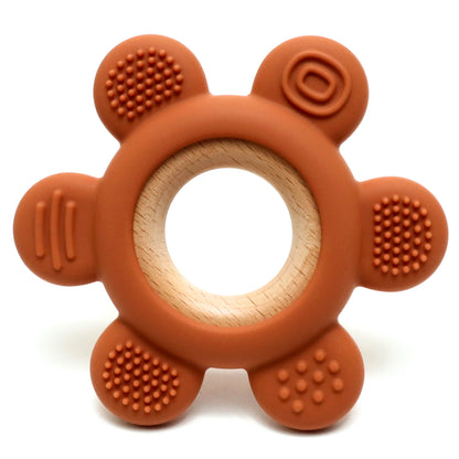 Nouveau anneau dentition bébé en silicone alimentaire personnalisé  marron