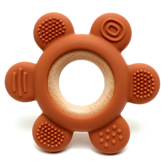 Nouveau anneau dentition bébé en silicone alimentaire personnalisé  marron