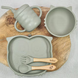Coffret repas complet bébé personnalisé vert olive
