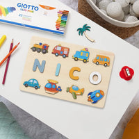 puzzle prénom NICO avion fusée camion