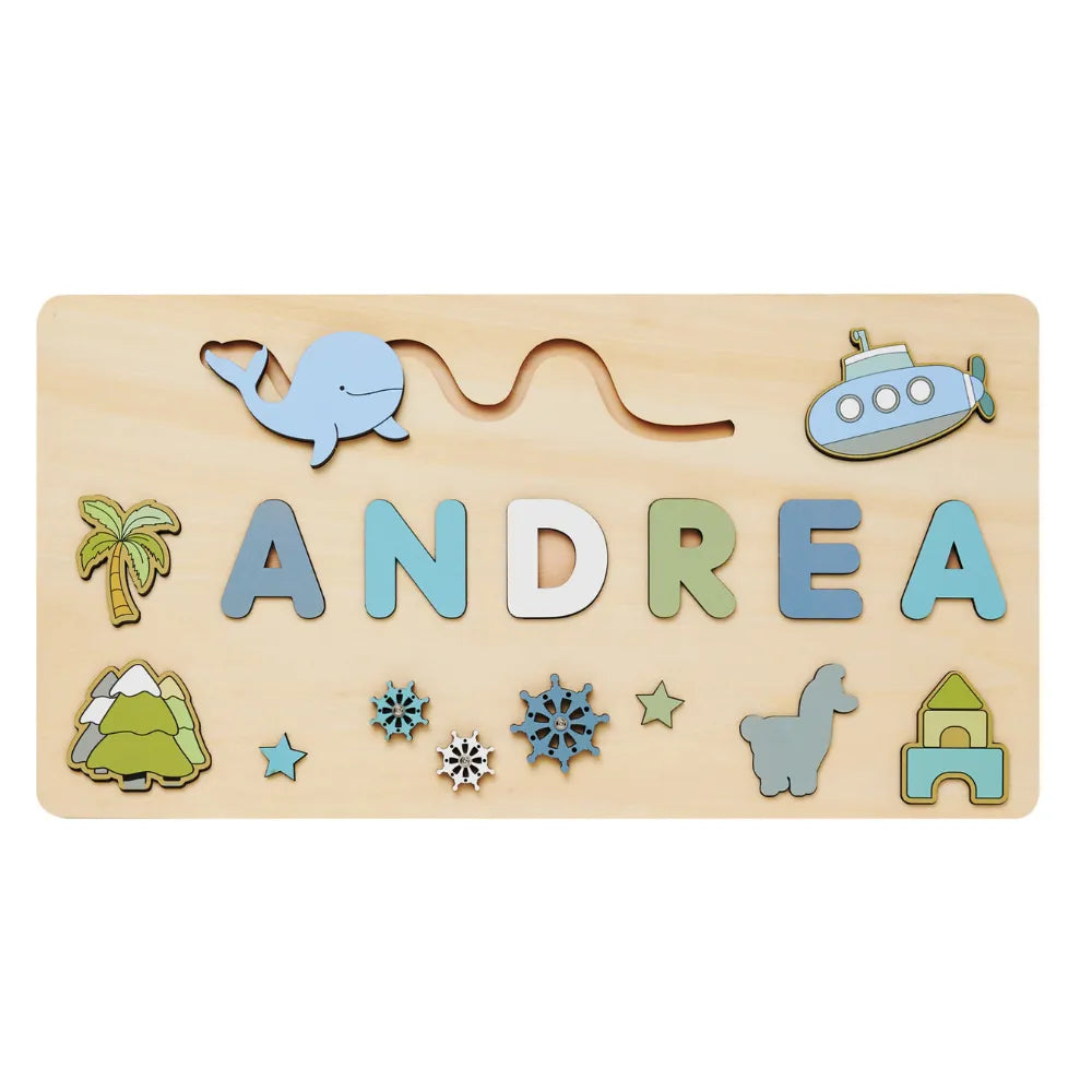 puzzle prénom bois ANDREA thème nature