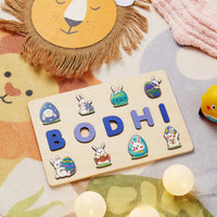 puzzle prénom bois BODHI bleu éducatif