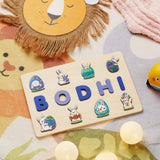 puzzle prénom bois BODHI bleu éducatif