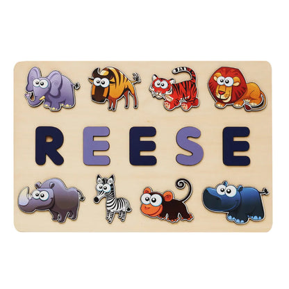 puzzle prénom en bois animaux exotiques