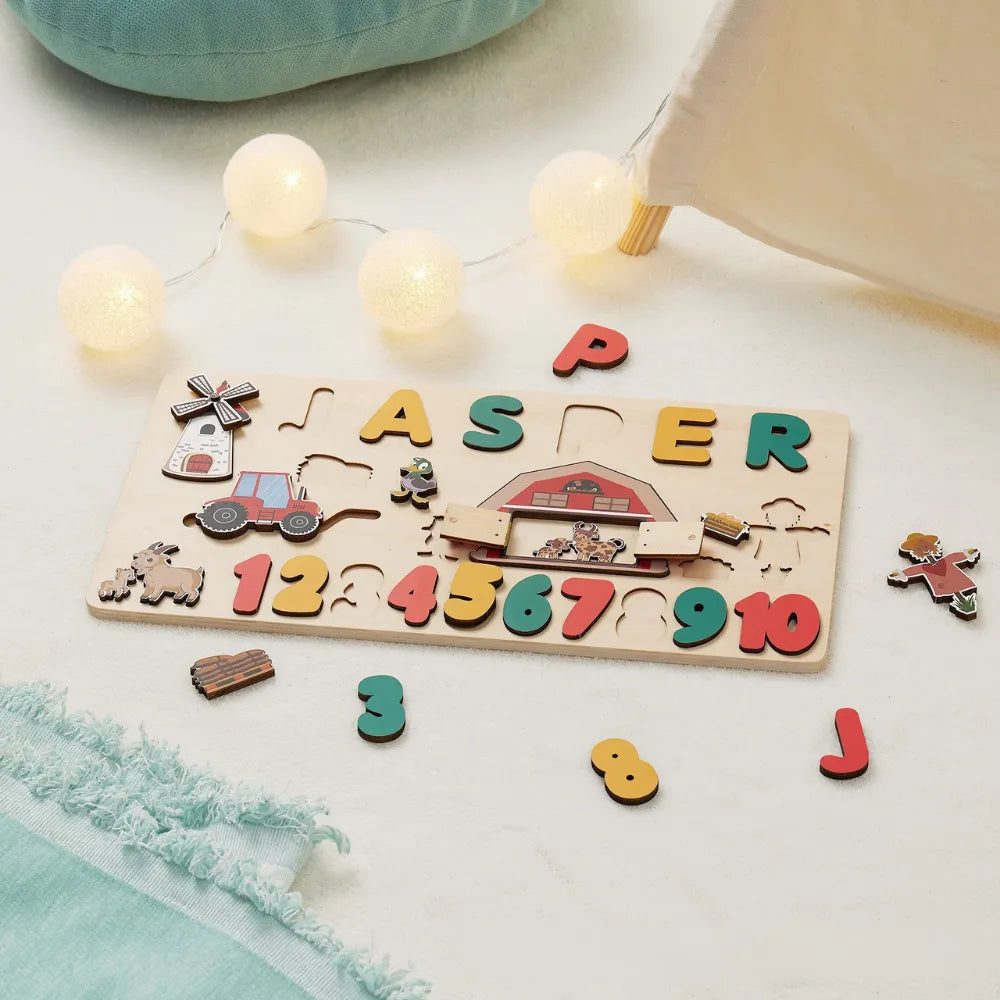 puzzle prénom ferme JASPER avec chiffres