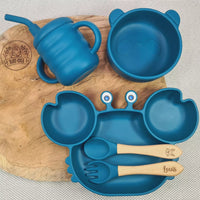 Coffret repas anti-renversement pour bébé bleu marine 