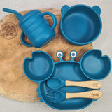 Coffret repas anti-renversement pour bébé bleu marine 