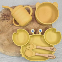 Set vaisselle bébé personnalisé Baby-Crea jaune